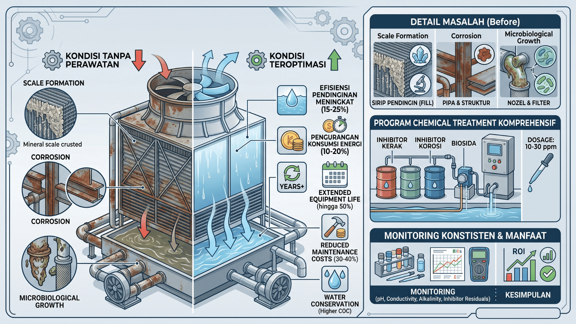 Optimasi Cooling Tower Performance dengan Chemical Treatment